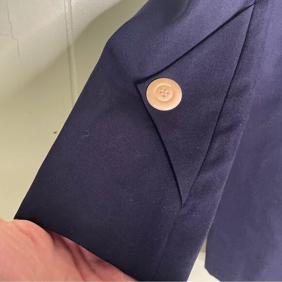 J. Peterman Lightweight Navy Wool Point Collar Single Button Coat Size‎ 10 - Picture 4 of 10